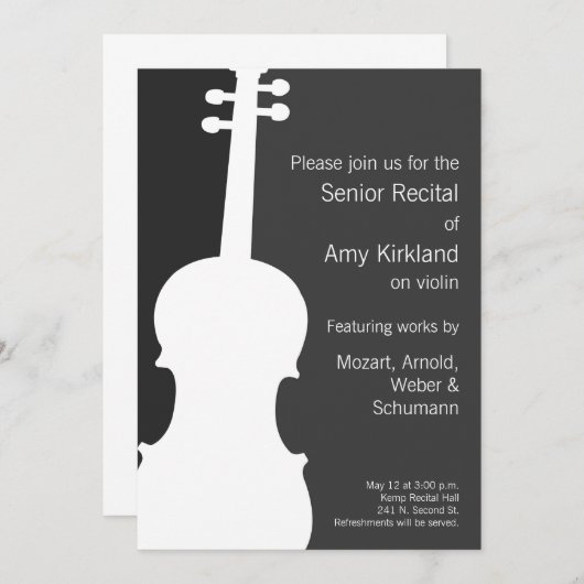 Moderne Viool / Viola Overweging Uitnodiging (Voorkant / Achterkant)