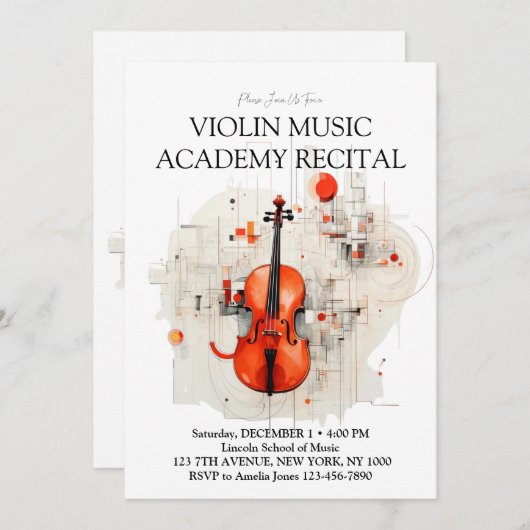 Moderne Vioolmuziek Academie Speciale Recital Kaart (Voorkant / Achterkant)