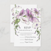 Moderne Viooltjes Bruiloft RSVP Kaartje (Voorkant / Achterkant)