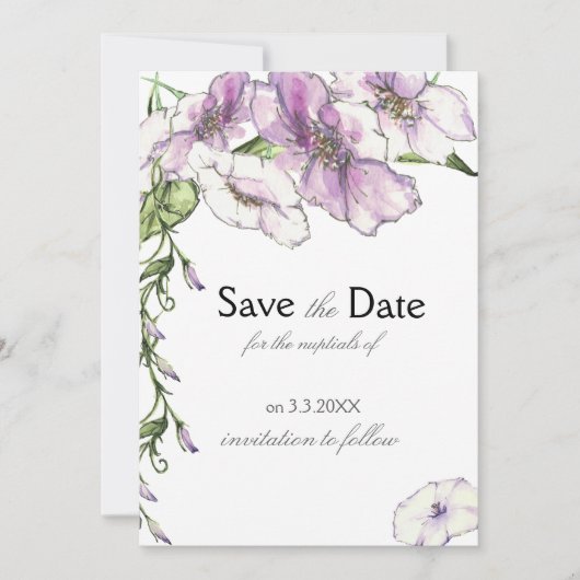 Moderne Viooltjes Save the Date (Voorkant)