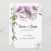 Moderne Viooltjes Save the Date (Voorkant / Achterkant)