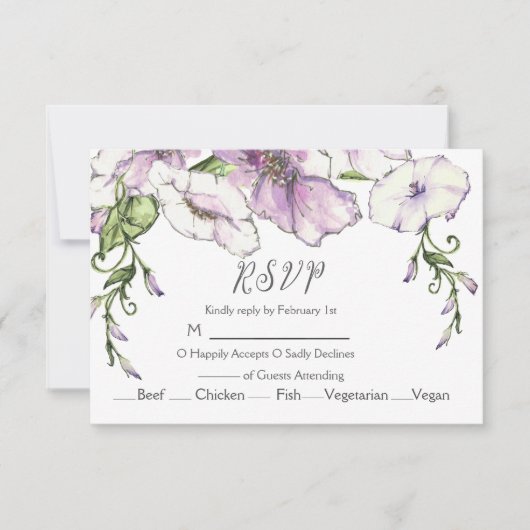Moderne Viooltjeshuwelijk RSVP Kaartje (Voorkant)