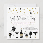Moderne Virtual Christmas Party Cocktails Confetti Kaart (Voorkant)