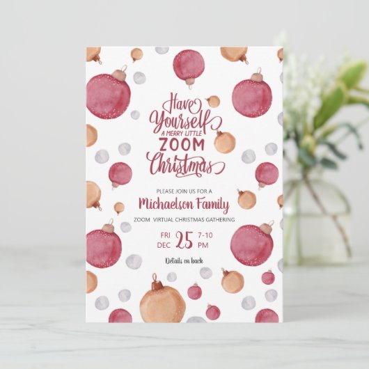 Moderne Virtual Christmas Waterverf Ornamenten Kaart (Staand voorkant)