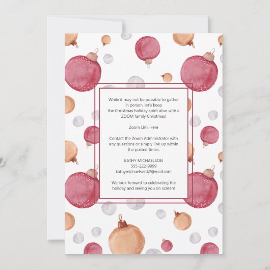 Moderne Virtual Christmas Waterverf Ornamenten Kaart (Achterkant)