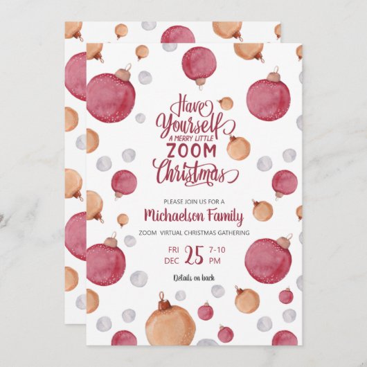 Moderne Virtual Christmas Waterverf Ornamenten Kaart (Voorkant / Achterkant)