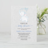 Moderne Virtuele Olifant Baby Shower Per Post Kaart (Staand voorkant)