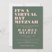 Moderne virtuele online roze en groene vlek Mitzva Kaart (Voorkant)