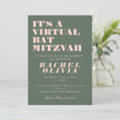 Moderne virtuele online roze en groene vlek Mitzva Kaart (Staand voorkant)