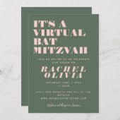 Moderne virtuele online roze en groene vlek Mitzva Kaart (Voorkant / Achterkant)