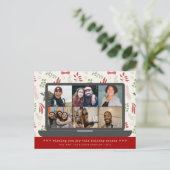 Moderne virtuele videovergadering Kerstmis 6 Foto Feestdagenkaart (Staand voorkant)