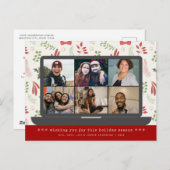 Moderne virtuele videovergadering Kerstmis 6 Foto Feestdagenkaart (Voorkant / Achterkant)