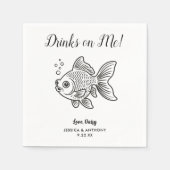 Moderne Vis Bruiloft Cocktail Servetten  (Voorkant)