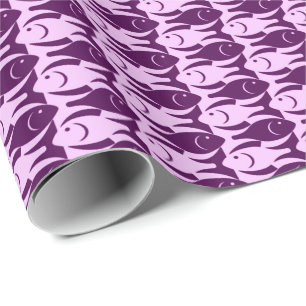Moderne vis, orchidee en paars, middeleeuwen cadeaupapier