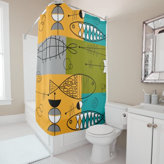 Moderne vis uit de middeleeuwen douchegordijn (In situ)