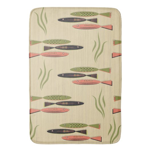 Moderne vis uit het midden van de eeuw badmat (Voorkant Verticaal)