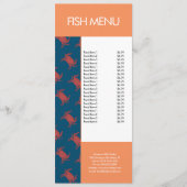Moderne vis Zeevruchten Krab Restaurant Patroon Me Menu (Voorkant)