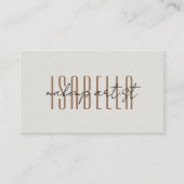 Moderne Visagist Faux Linnen Script Visitekaartje (Voorkant)