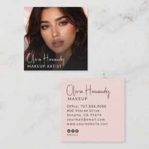Moderne Visagist Foto Blush Roze Schrift Vierkante Visitekaartje