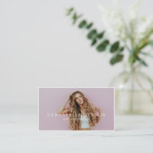 Moderne Visagist Haarstylist QR-code Foto Visitekaartje (Staand voorkant)