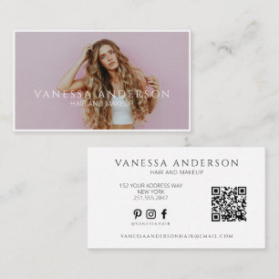 Moderne Visagist Haarstylist QR-code Foto Visitekaartje