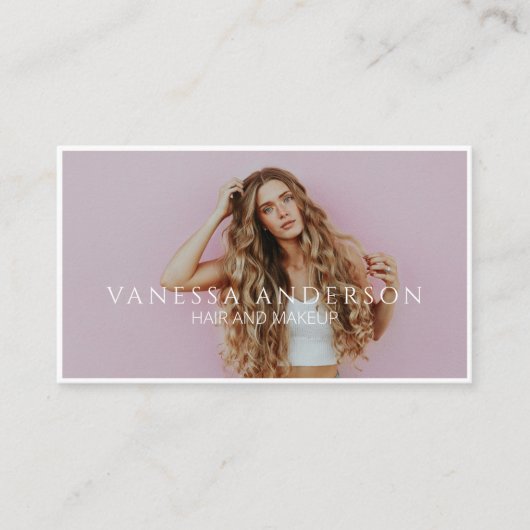 Moderne Visagist Haarstylist QR-code Foto Visitekaartje (Voorkant)