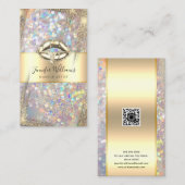 Moderne Visagist Holografische Glitter QR-code Visitekaartje (Voorkant / Achterkant)