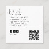 Moderne Visagist Kapper QR Code Vierkante Visitekaartje (Achterkant)