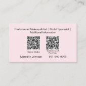 Moderne Visagist Professionele Foto QR Codes Visitekaartje (Achterkant)