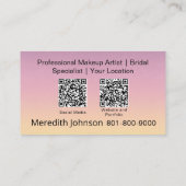 Moderne Visagist Professionele Foto QR Codes Visitekaartje (Achterkant)