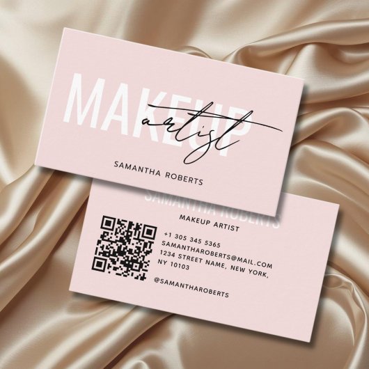 Moderne visagist QR-code roze blush Visitekaartje