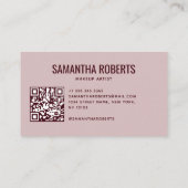 Moderne visagist QR-code roze rood Visitekaartje (Achterkant)