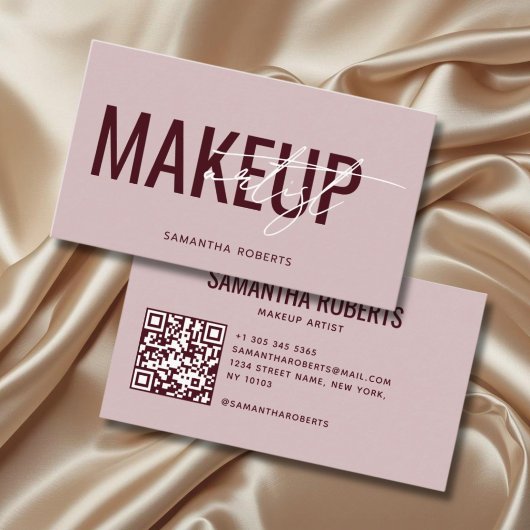 Moderne visagist QR-code roze rood Visitekaartje