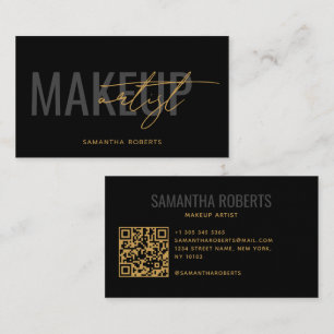 Moderne visagist QR-code zwart goud Visitekaartje