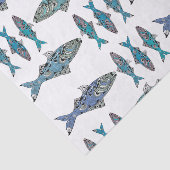 Moderne visblauw groen  decoratief patroon tissuepapier (Detail)