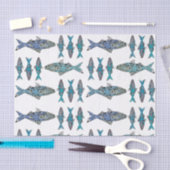 Moderne visblauw groen  decoratief patroon tissuepapier (Craft)