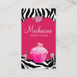 Moderne Visitekaartje gebakken brood Zebra Roze