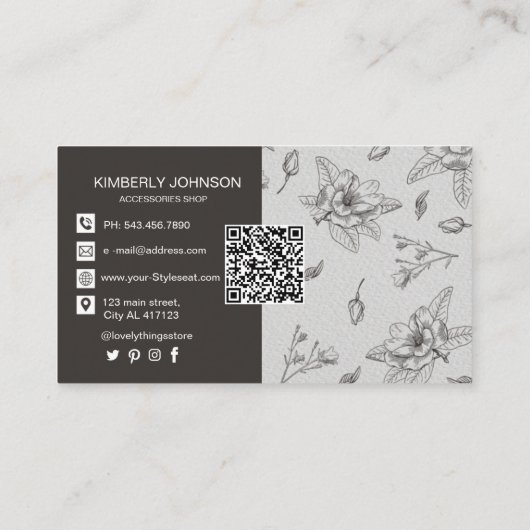 Moderne Visitekaartje in botanische bruin (Achterkant)