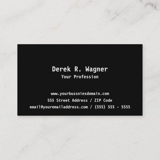 Moderne visitekaartje in zwarte en grijze kleuren (Achterkant)