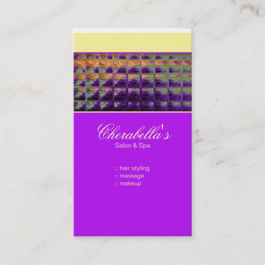 Moderne Visitekaartje kleurrijk salon Paars geel (Voorkant)