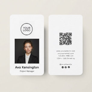 Moderne Visitekaartje met Foto & Logo Aangepast