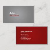 Moderne Visitekaartje met grijze, rode en witte ti (Voorkant / Achterkant)