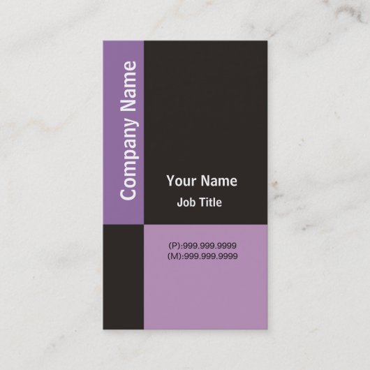 Moderne Visitekaartje ~ Paarse en zwarte cheques (Voorkant)