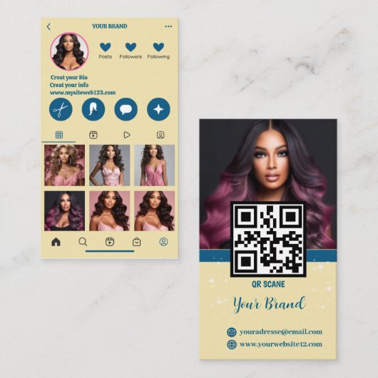 Moderne Visitekaartje QR Code Fotocollage (Voorkant / Achterkant)