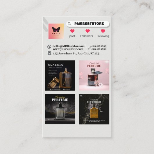 Moderne Visitekaartje QR Code Fotocollage Contactkaartje (Voorkant)