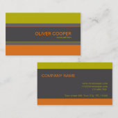 Moderne visitekaartje Retro kleuren oranje groen (Voorkant / Achterkant)