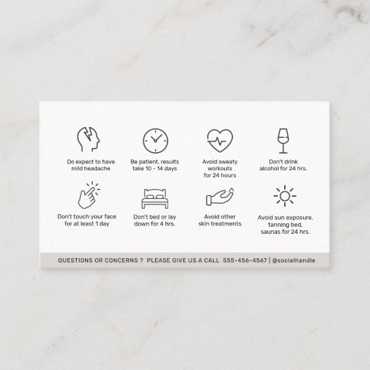 Moderne Visitekaartje van de Botox Instructies voo (Achterkant)