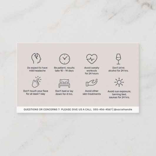 Moderne Visitekaartje van de Botox Instructies voo (Achterkant)