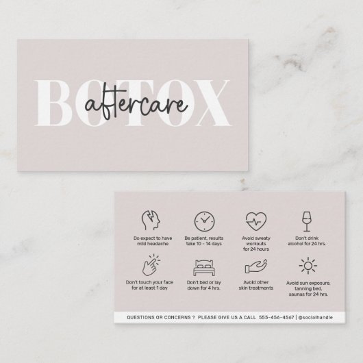 Moderne Visitekaartje van de Botox Instructies voo (Voorkant / Achterkant)