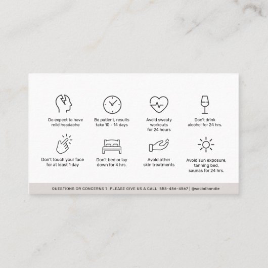 Moderne Visitekaartje van de Botox Instructies voo (Achterkant)